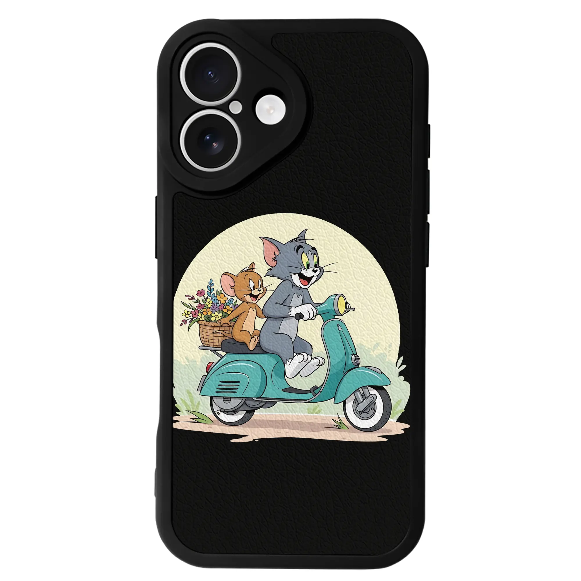 トムとジェリー グッズ トム - IPhone 16シリーズ対応 ・ シリコンスマホケース ・ レザー調 ・ 高精度フィット ・ 耐衝撃 ・ ワイヤレス充電対応 ・ 精密カット